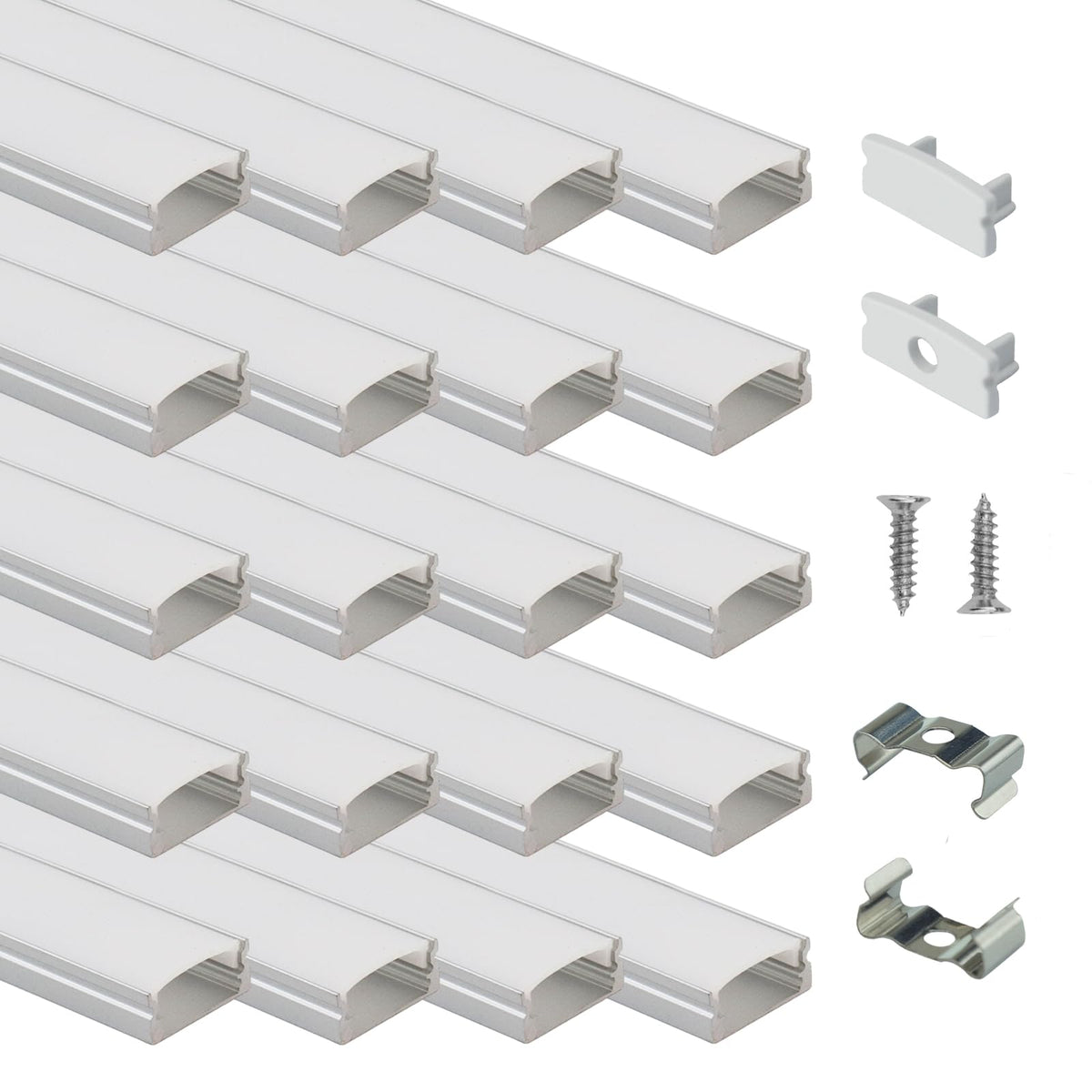 Muzata U1SW LED channel 2m with silver finish for even diffusion