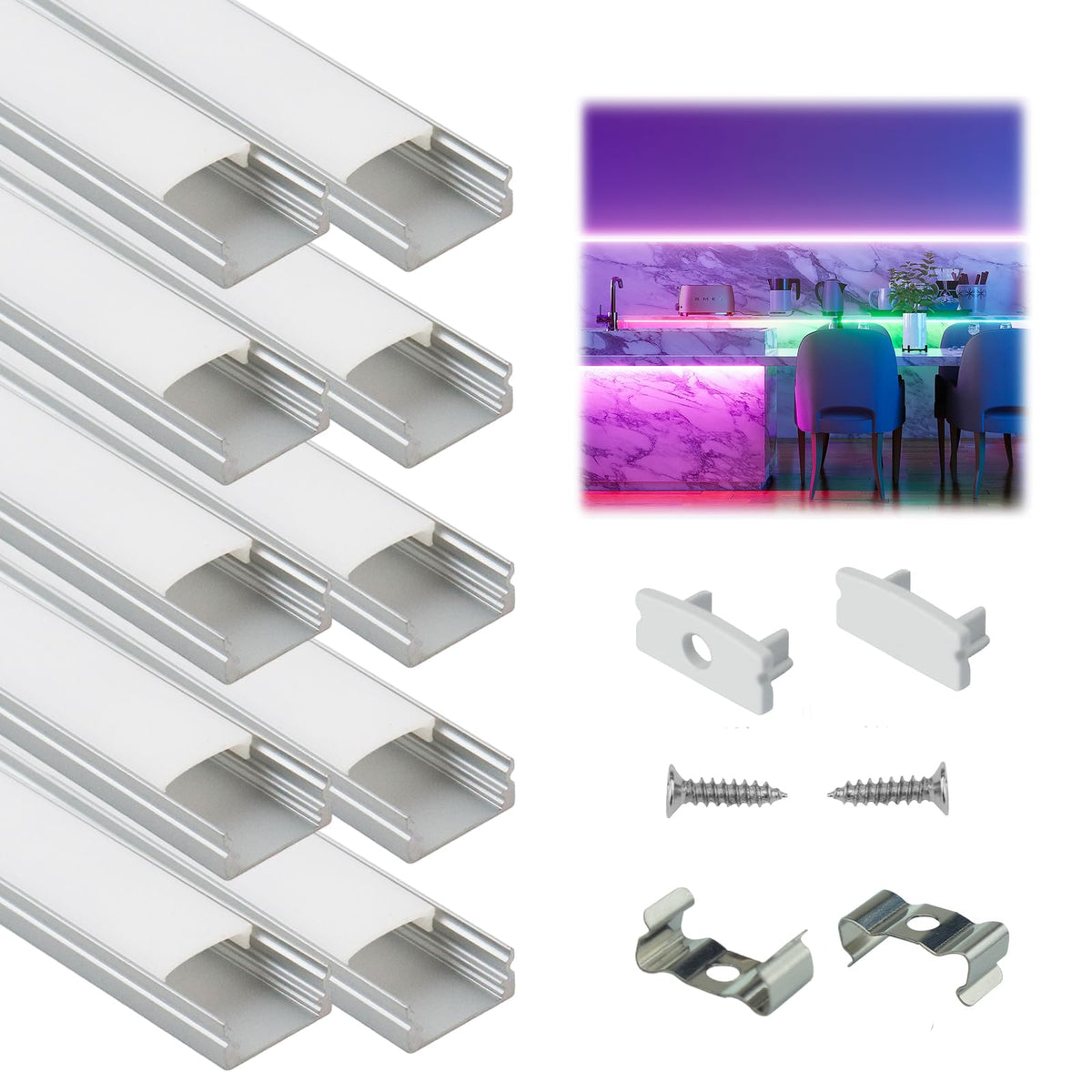 Muzata U1SW LED channel with milky cover for evenly diffused lighting