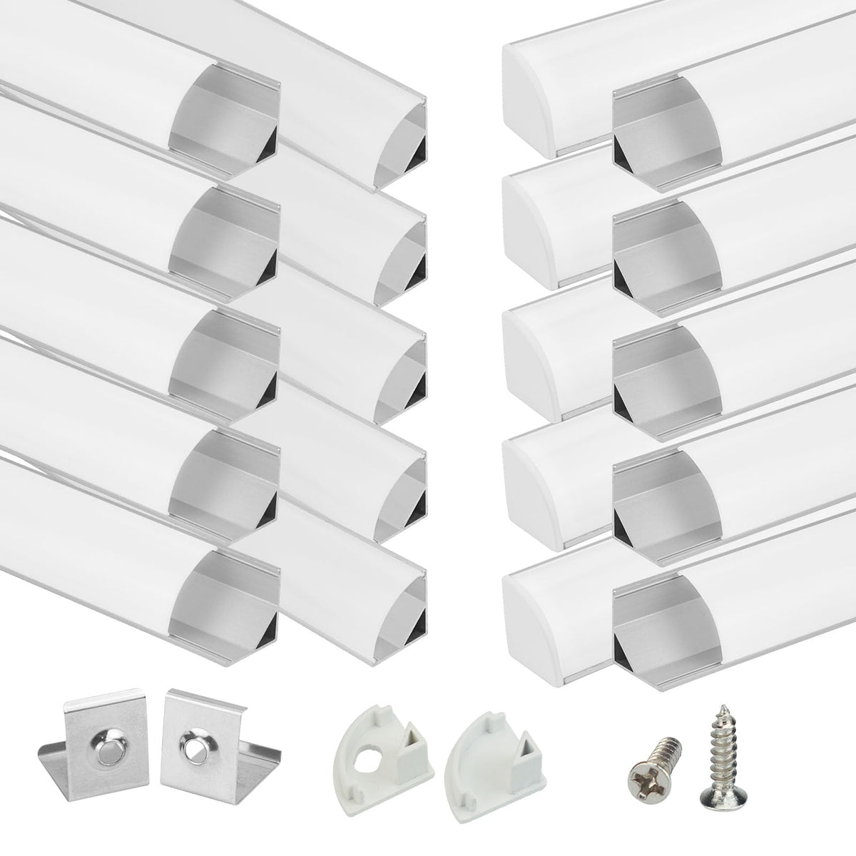 Muzata V shape LED channel with milky cover diffusing light for a soft glow
