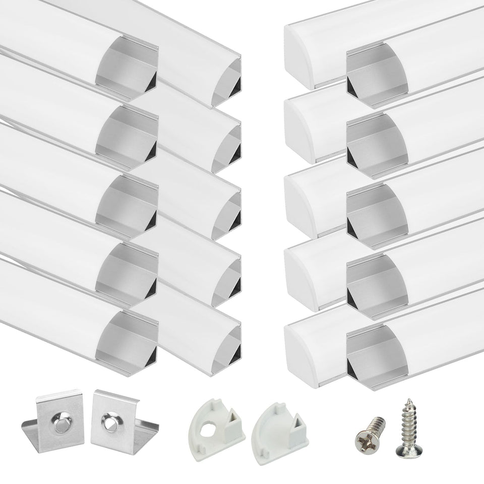 Muzata V shape LED channel with milky cover diffusing light for a soft glow