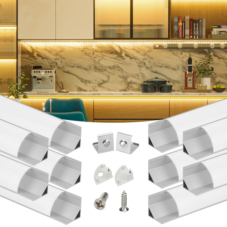 Muzata V1SW LED channel with milky white cover for corner lighting and dust protection