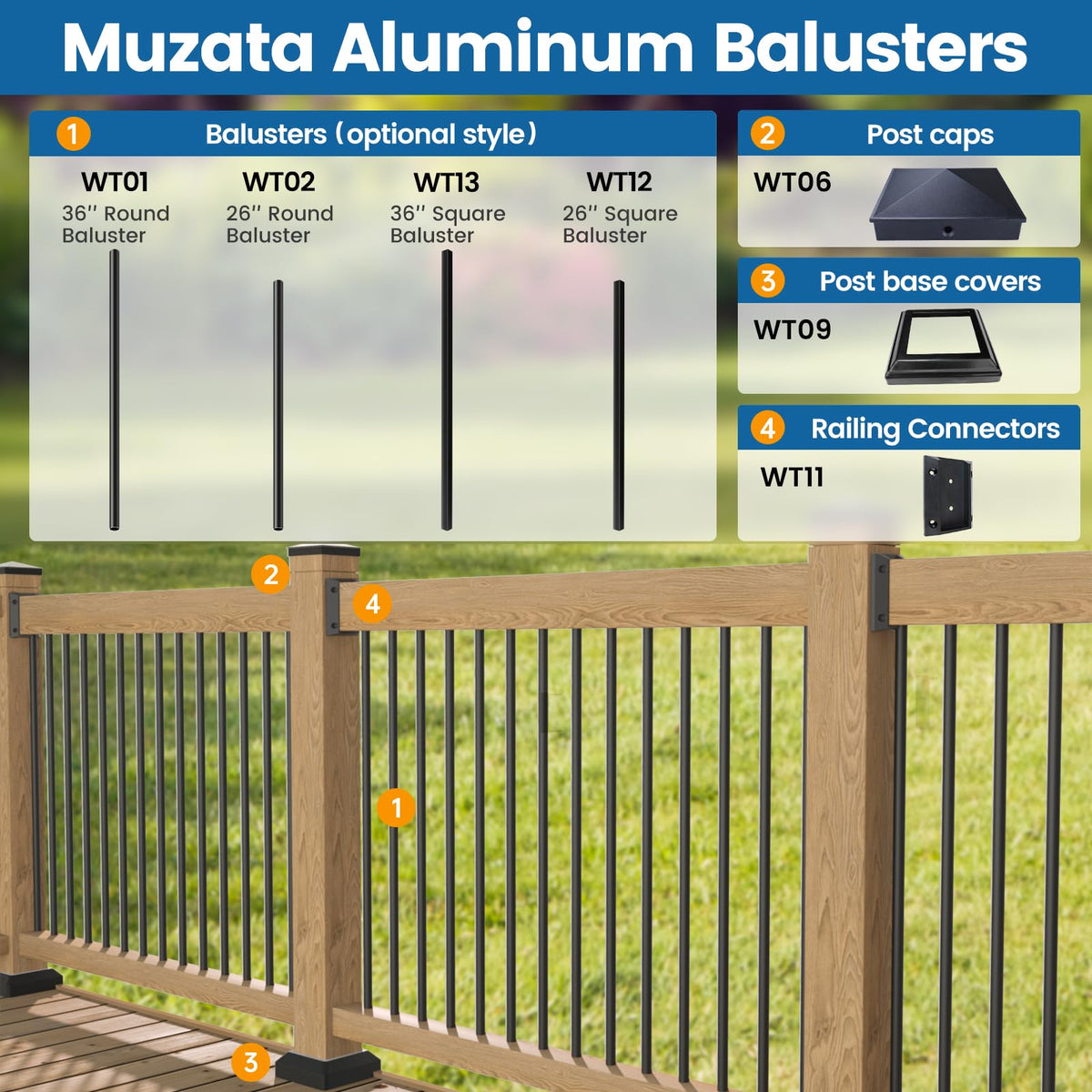 Muzata multi-angle brackets suit level and stair railing projects with ease.