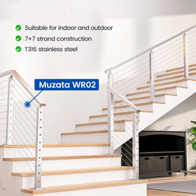Muzata WR02 wire rope 7x7 shows flexible strength for railing projects.