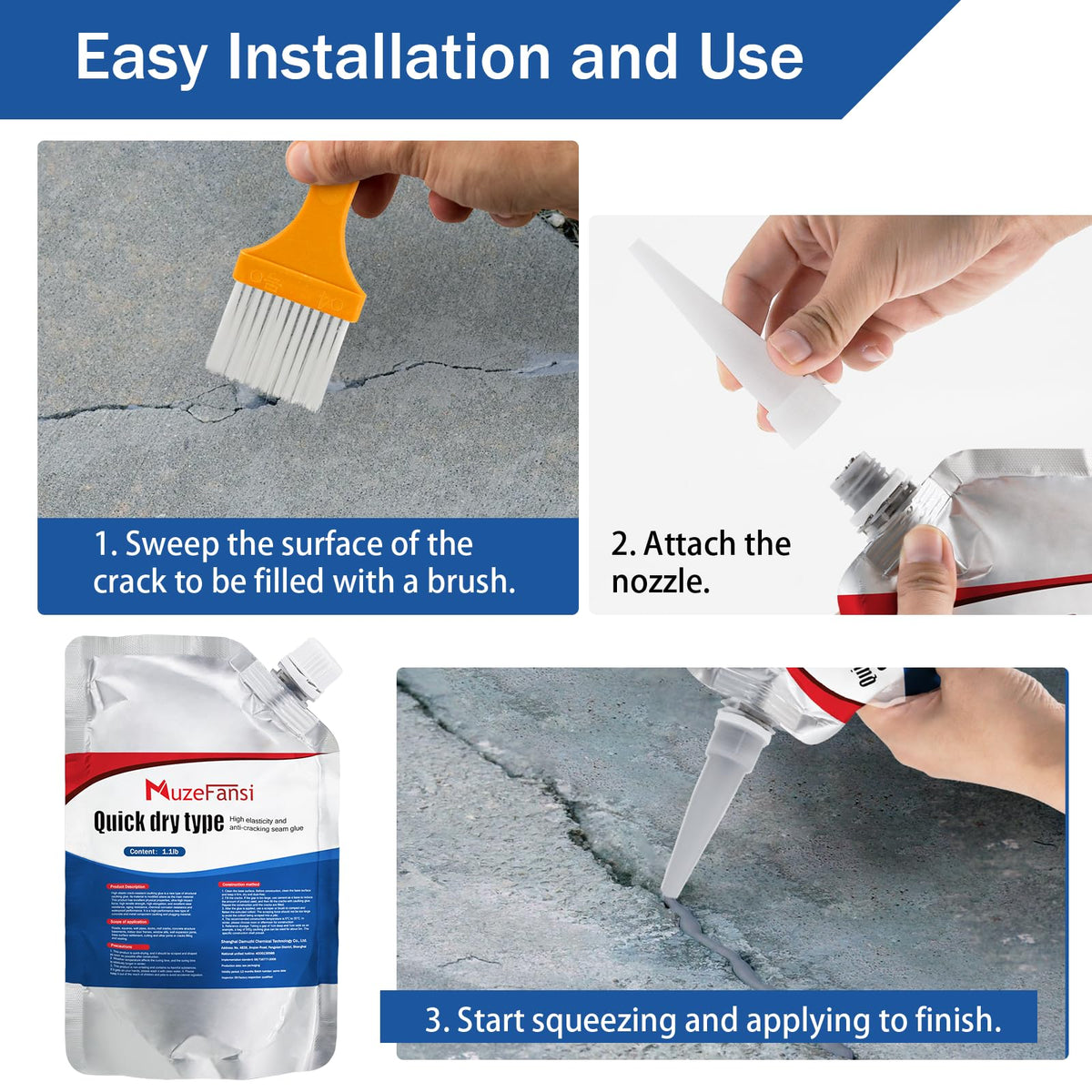 MuzeFansi Cement Crack Sealant fully cured within 24-48 hours after application