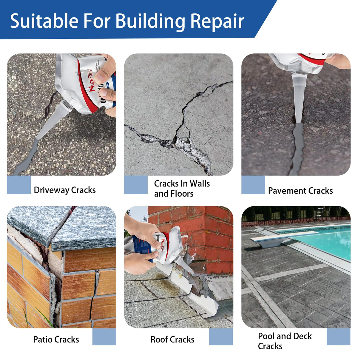 MuzeFansi Cement Crack Sealant suitable for concrete, brick, tile, and more surfaces