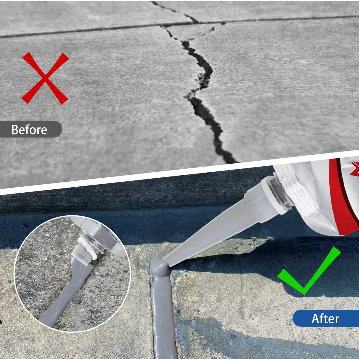 MuzeFansi Cement Crack Sealant tack-free in hours saves time on outdoor repairs
