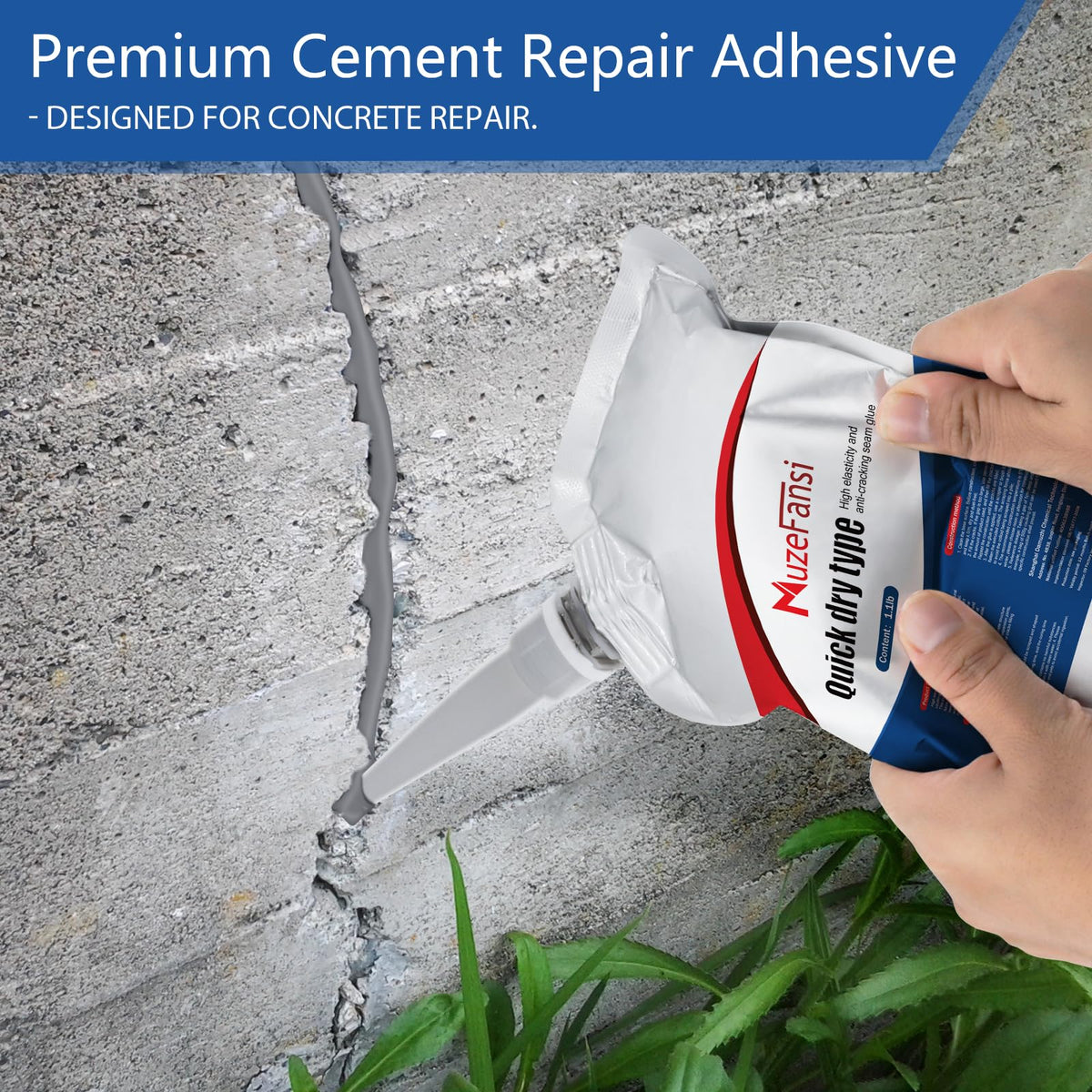 MuzeFansi Cement Crack Sealant crack prep cleaned shows easy application with professional nozzle