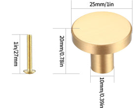 MUZHUPGUZ brushed brass round knob close-up shows durable brass construction.