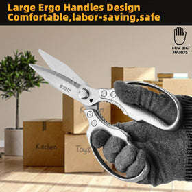 Muzziz heavy-duty scissors ergonomic handle provides comfortable grip during extended use.