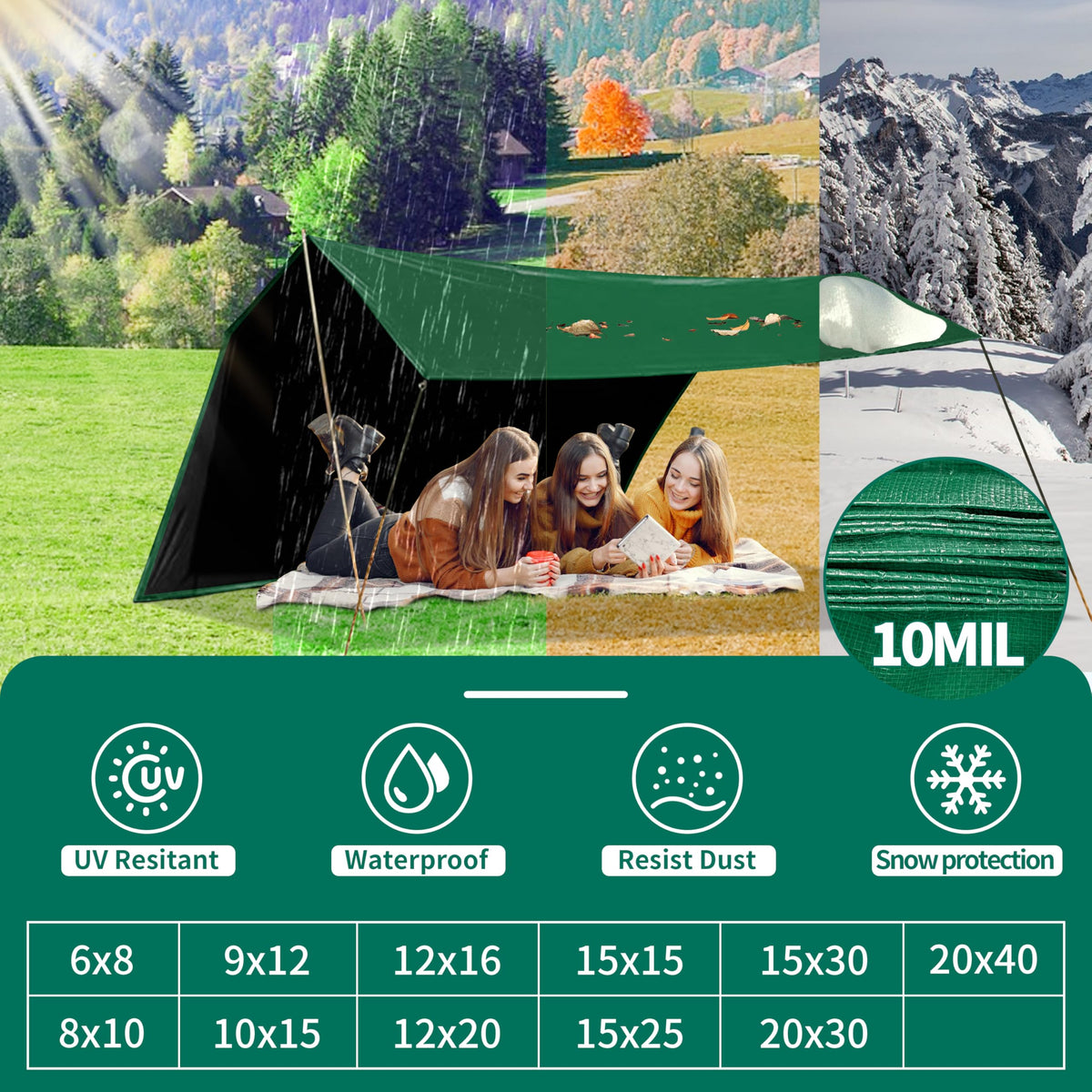 MVPNET tarp finished size ensures exact edges and ready-to-use condition.
