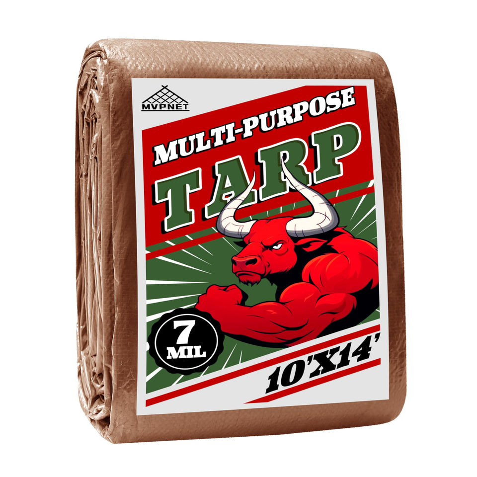 MVPNET tarp 10x14 covers shelter, keeping rain out during outdoor use.