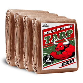 MVPNET tarp 8x10 folded in green and brown, ready for quick shelter setup.