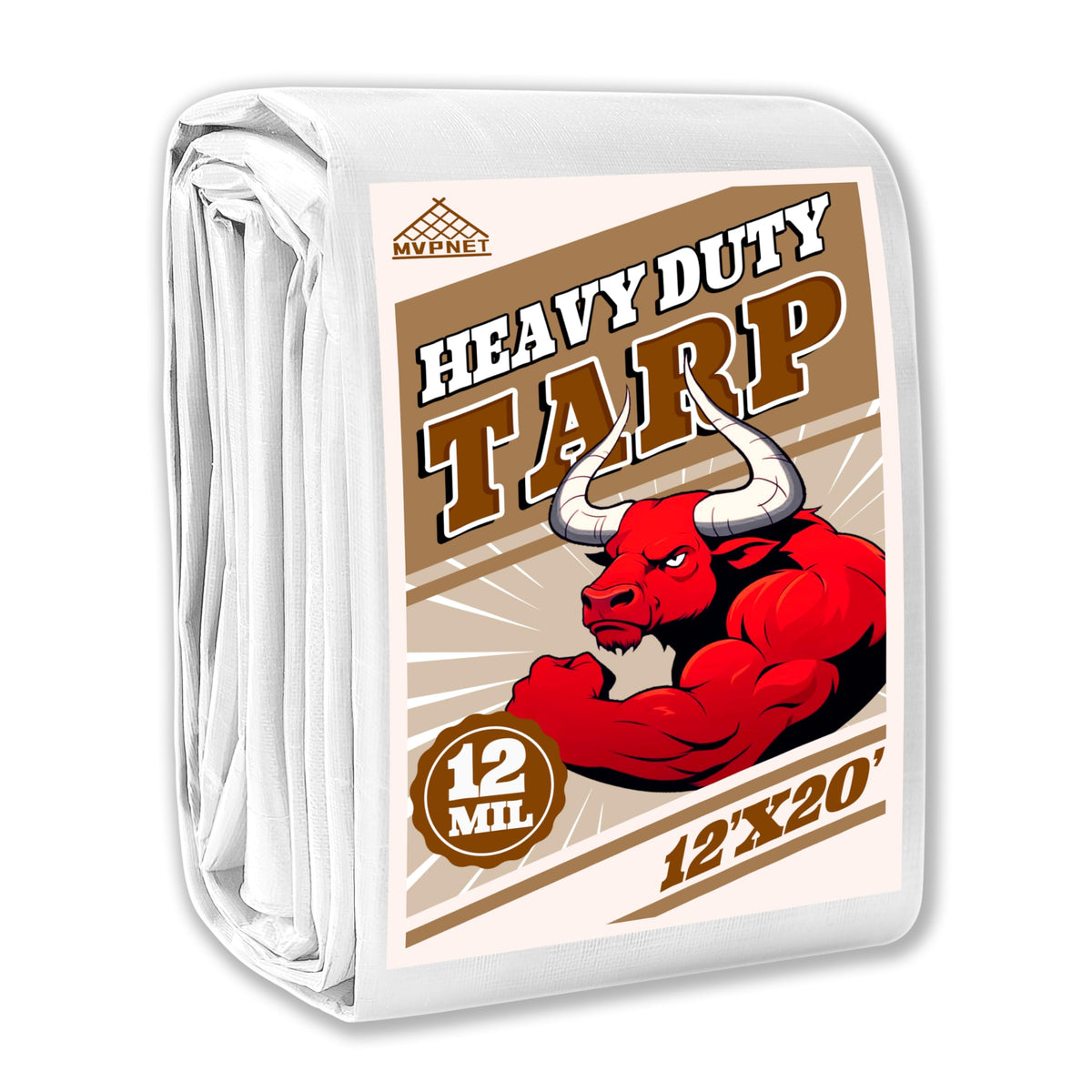 MVPNET tarp 12x20 flat white waterproof outdoor protection for gear