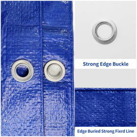 MVPNET tarp with aluminum edge buckles stays taut in windy conditions