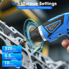 MXMZHXU 1/4-inch hex chuck enables quick bit changes.