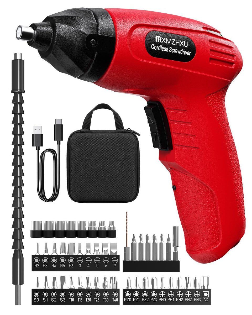 MXMZHXU 3.6V cordless screwdriver front view showcases compact design for tight spaces