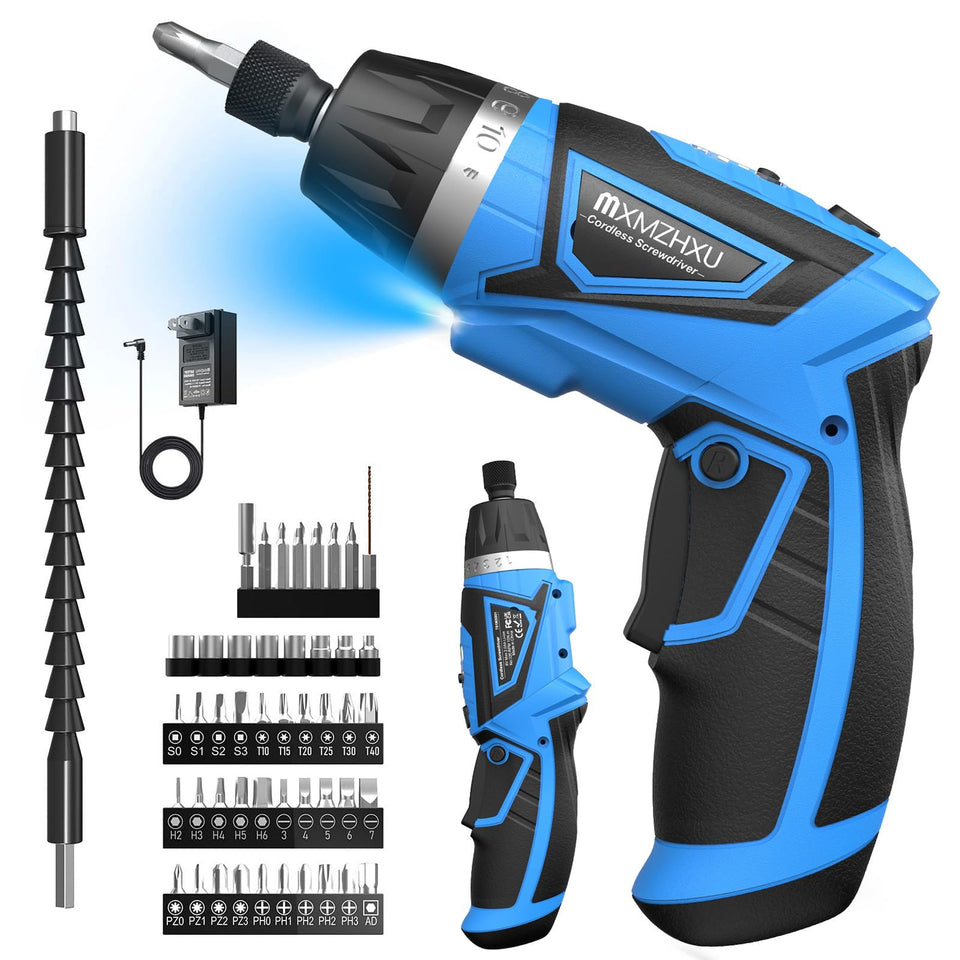 MXMZHXU 8V cordless screwdriver in carry case for organized DIY projects.