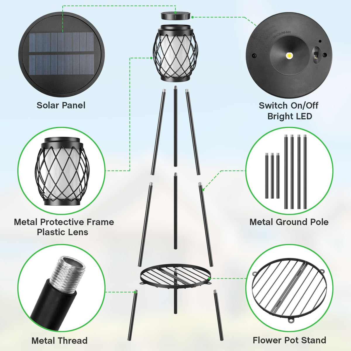 MXwcy 2-pack outdoor solar lights provide flexible patio and path lighting.
