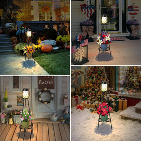 MXwcy dusk-to-dawn solar lamp automatically lights outdoor spaces after sunset.