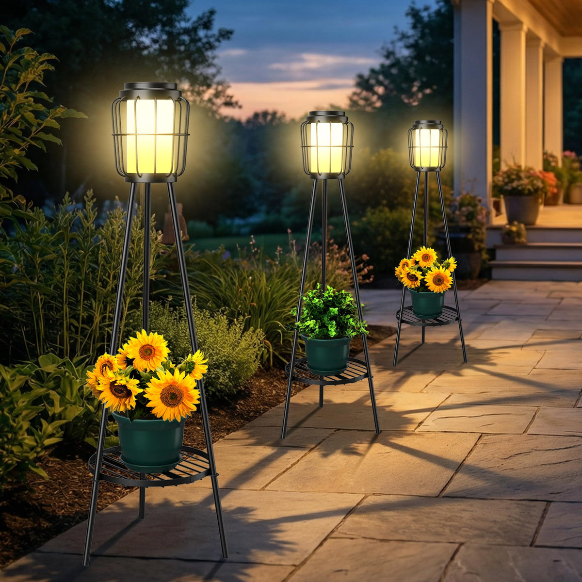 MXwcy plant stand light doubles as night lighting for pots