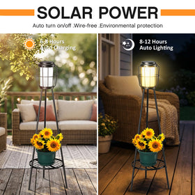 MXwcy solar floor lamp dusk-to-dawn illuminates corners with warm glow