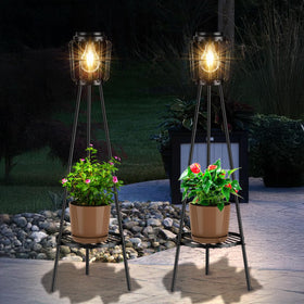 MXwcy solar light with plant stand 2-pack elevates garden ambiance with eco glow
