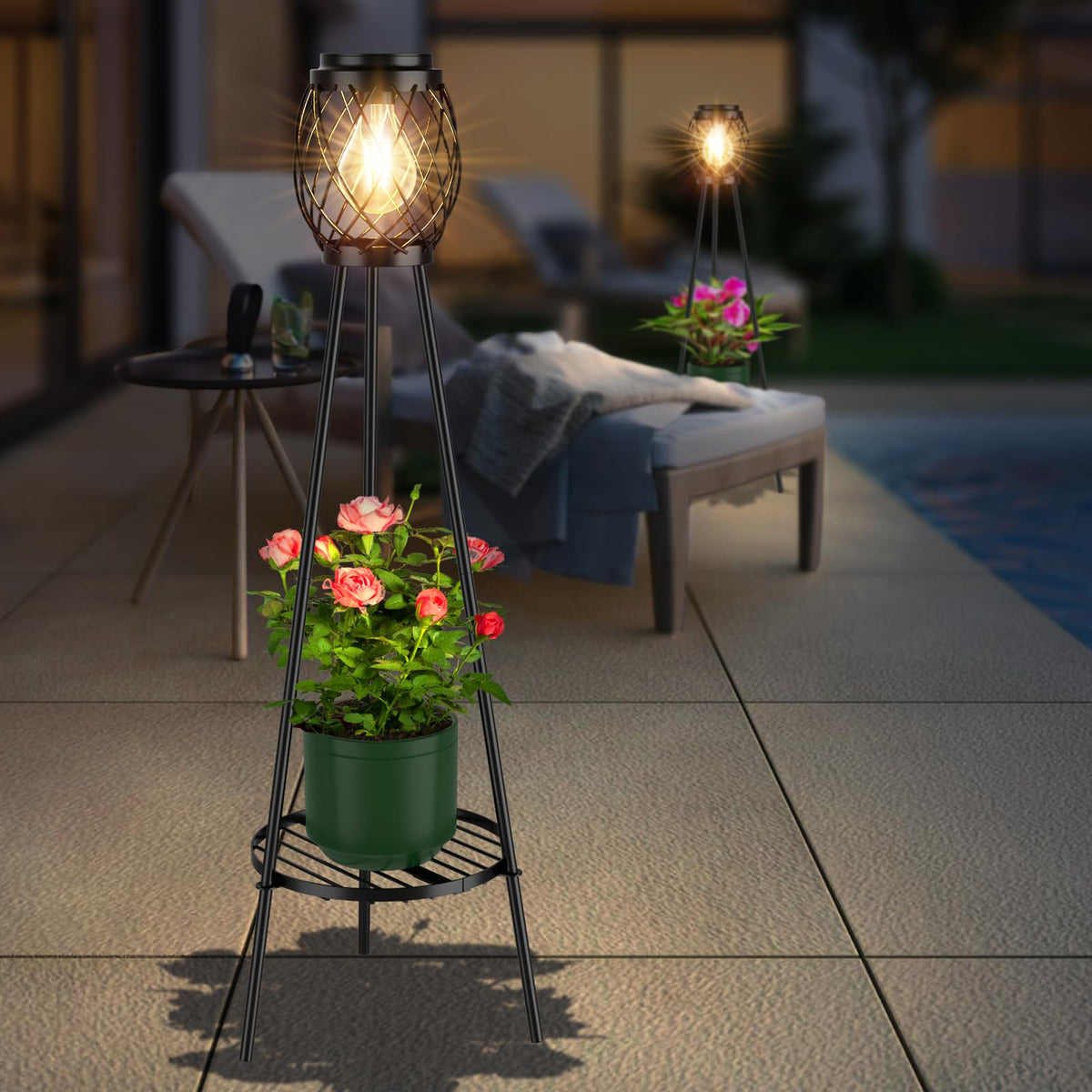MXwcy solar powered garden lamp stand enhances yard decor and usability