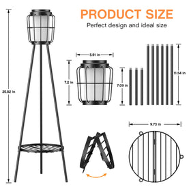 MXwcy tall metal planter holder on tripod offers stable outdoor decor