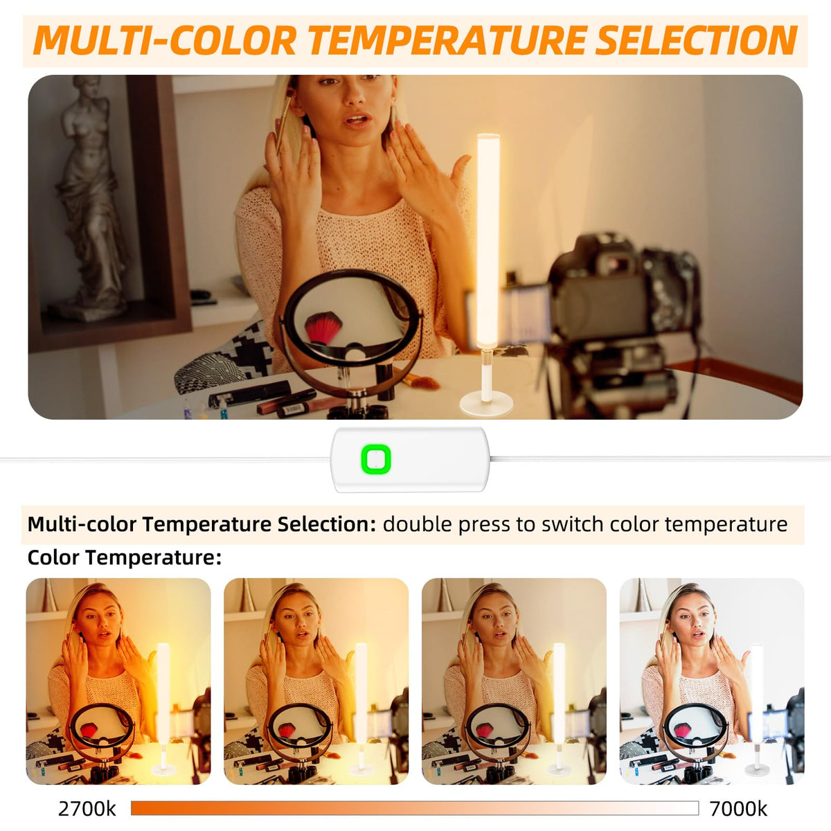 MY BEAUTY LIGHT 2700K–6700K color temperature for versatile lighting