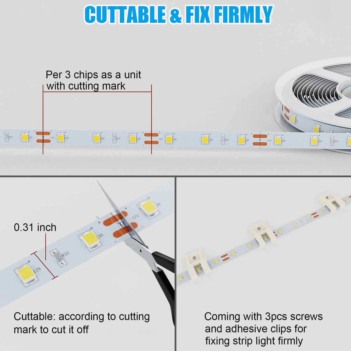 MY BEAUTY LIGHT cuttable and linkable strip for custom installations.