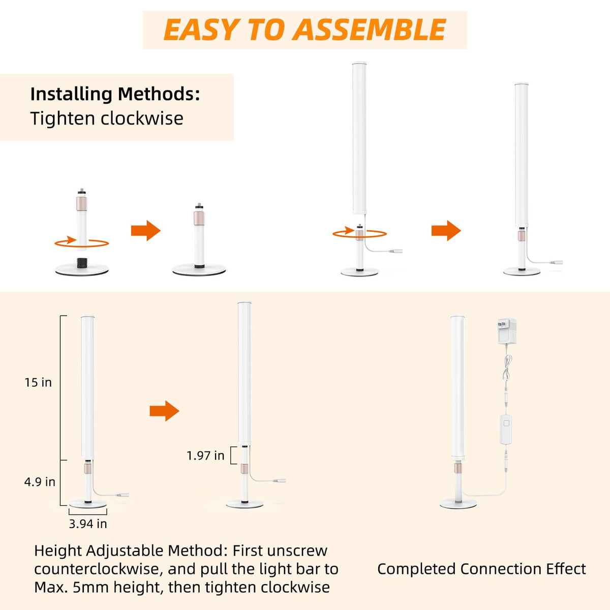 MY BEAUTY LIGHT height adjustable design fits different mirrors
