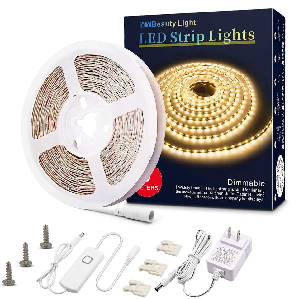 MY BEAUTY LIGHT LED strip warm white close up showing even glow and color accuracy