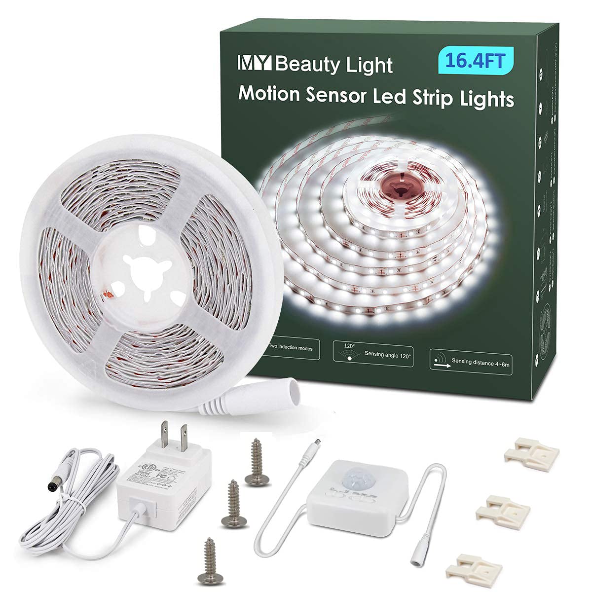 MY BEAUTY LIGHT motion-activated LED strip 16.4ft for flexible lighting.