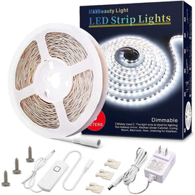MY BEAUTY LIGHT under-cabinet LED strip illuminates kitchen storage with bright, even lighting.