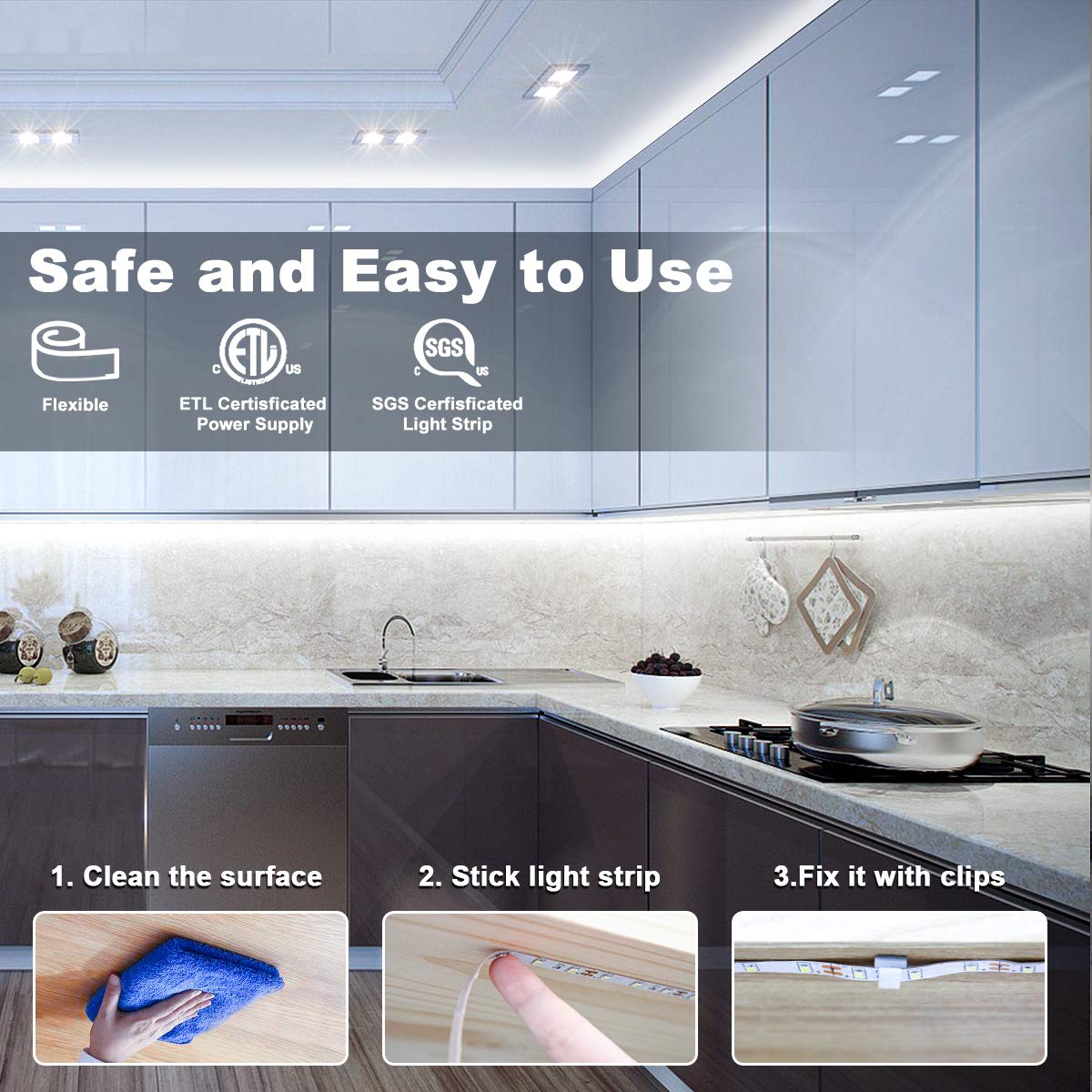 MY BEAUTY LIGHT strong adhesive back ensures secure mounting