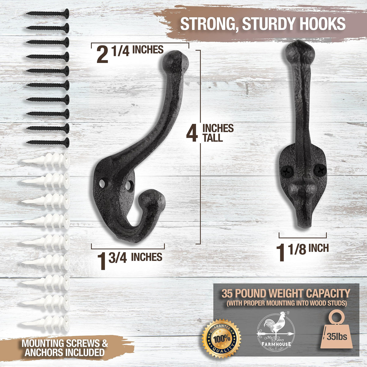 My Fancy Farmhouse 10-pack set: versatile wall hooks for entryways and mudrooms.