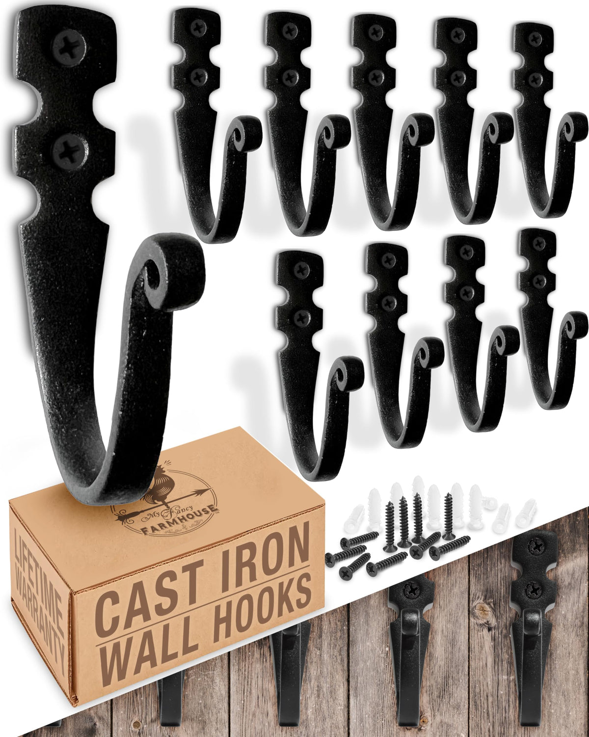 My Fancy Farmhouse cast iron wall hook keeps coats tidy at the entry