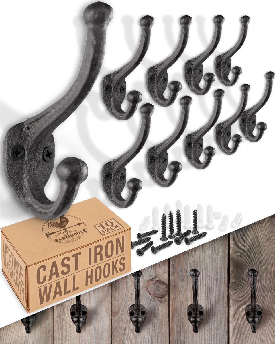 My Fancy Farmhouse coat hooks wood mount: sturdy wall mounting for coats and bags.
