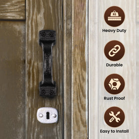 My Fancy Farmhouse hardware included for quick installation on doors and sheds.