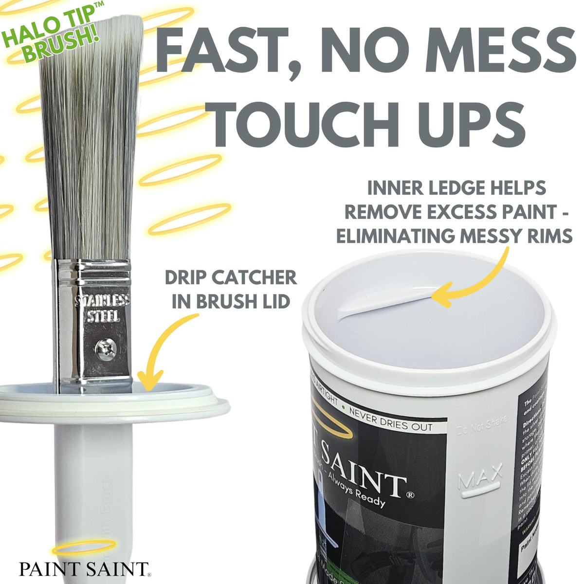 My Paint Saint dual-thread storage design minimizes spills while painting.