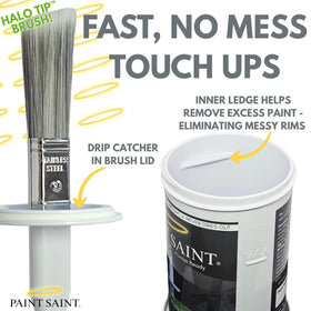 My Paint Saint dual-thread storage design minimizes spills while painting.