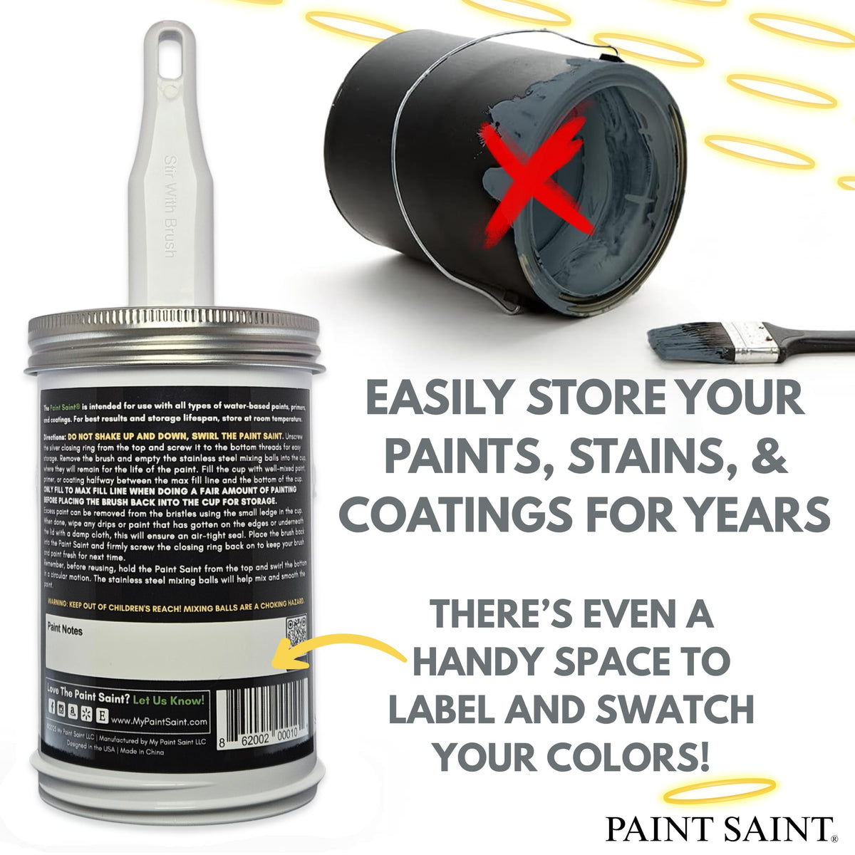 My Paint Saint stainless steel ferrule resists rust for durability.