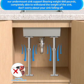 MY RUSTIC undermount sink brackets include two rods and clear assembly guide.