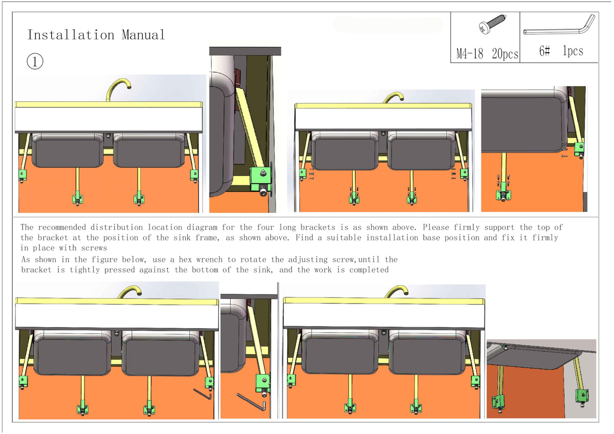 MY RUSTIC universal mounting system fits single or double bowl sinks.
