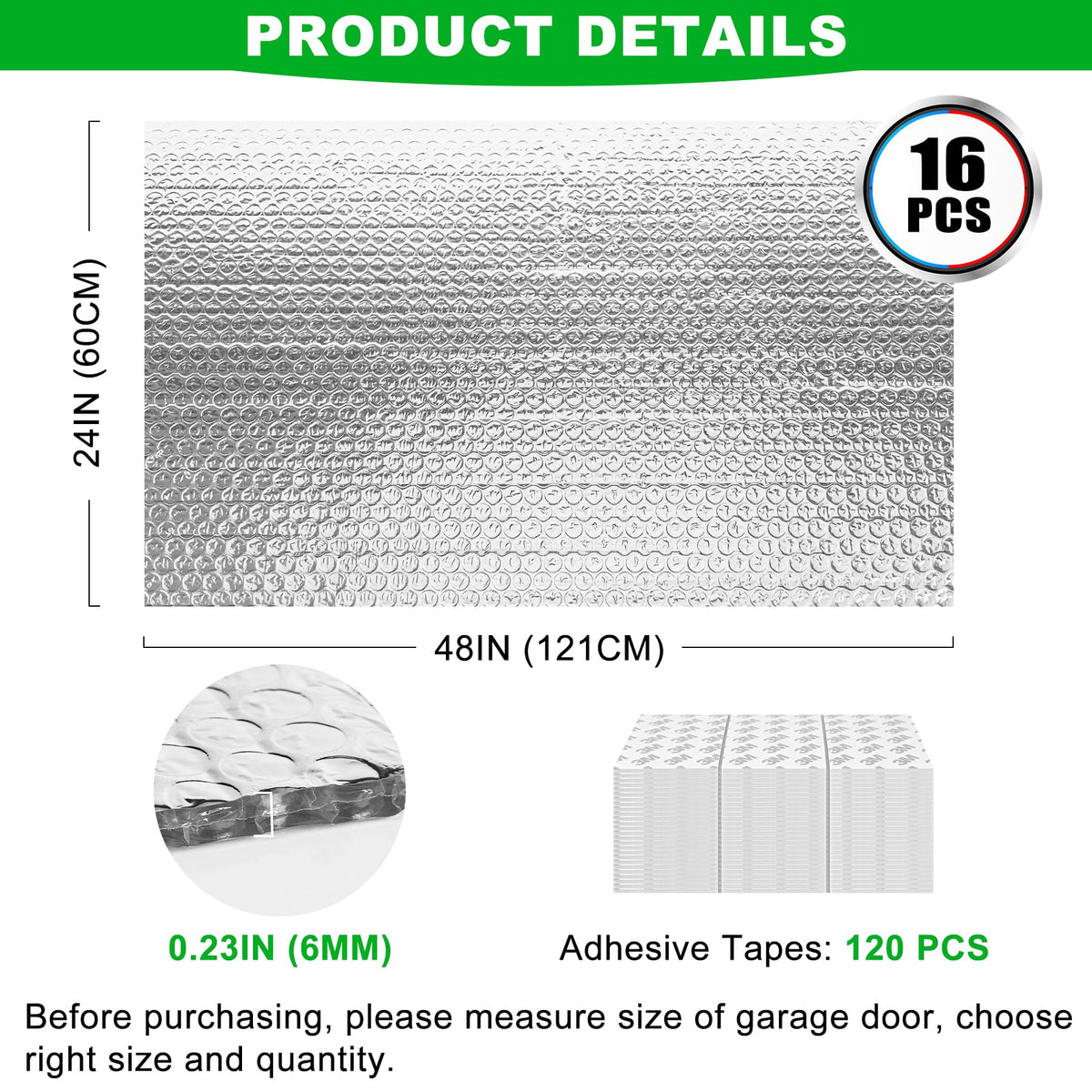 MYFAMIREA double bubble aluminum foil panel reflecting radiant heat