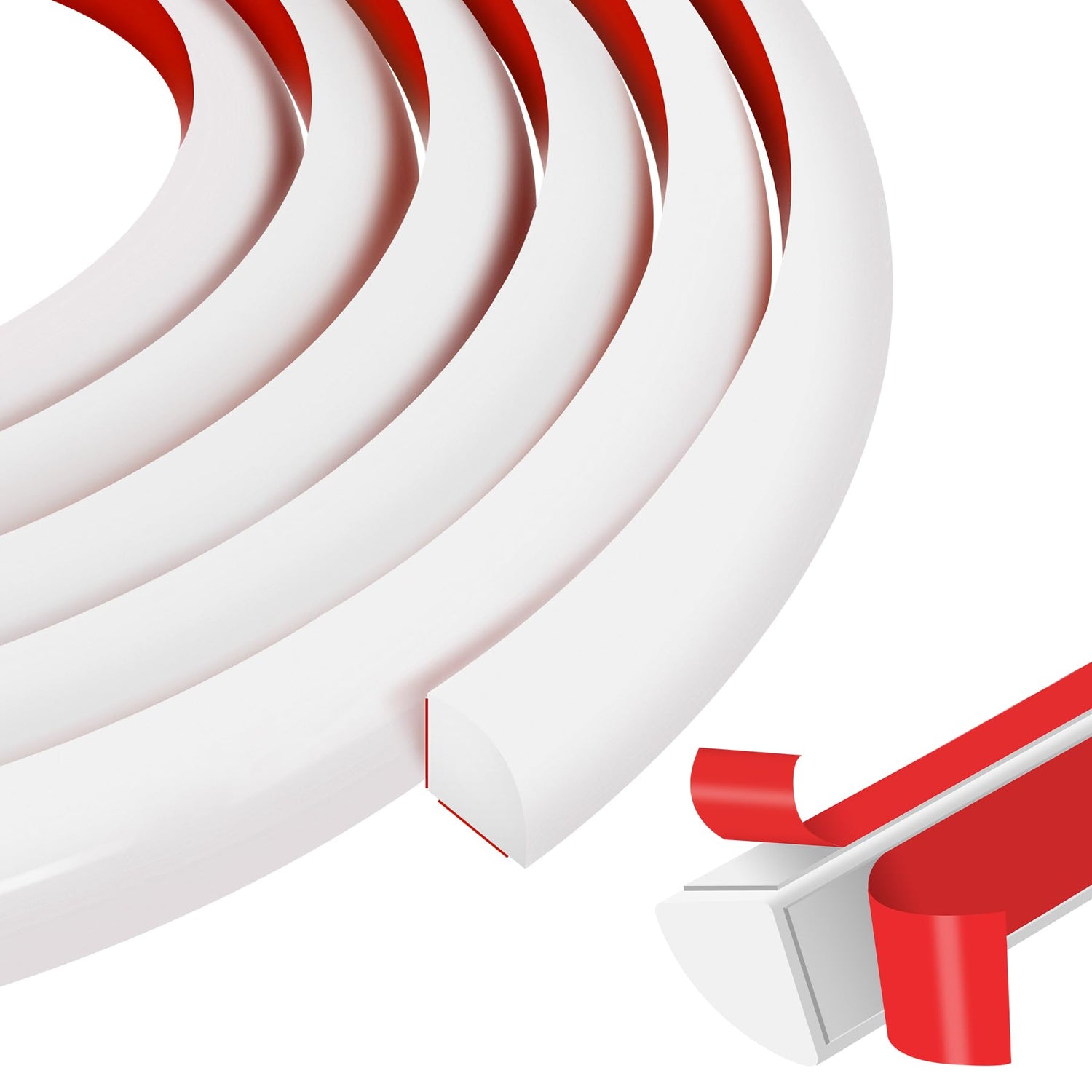 MYFAMIREA flexible quarter-round molding in white close-up for a clean edge finish
