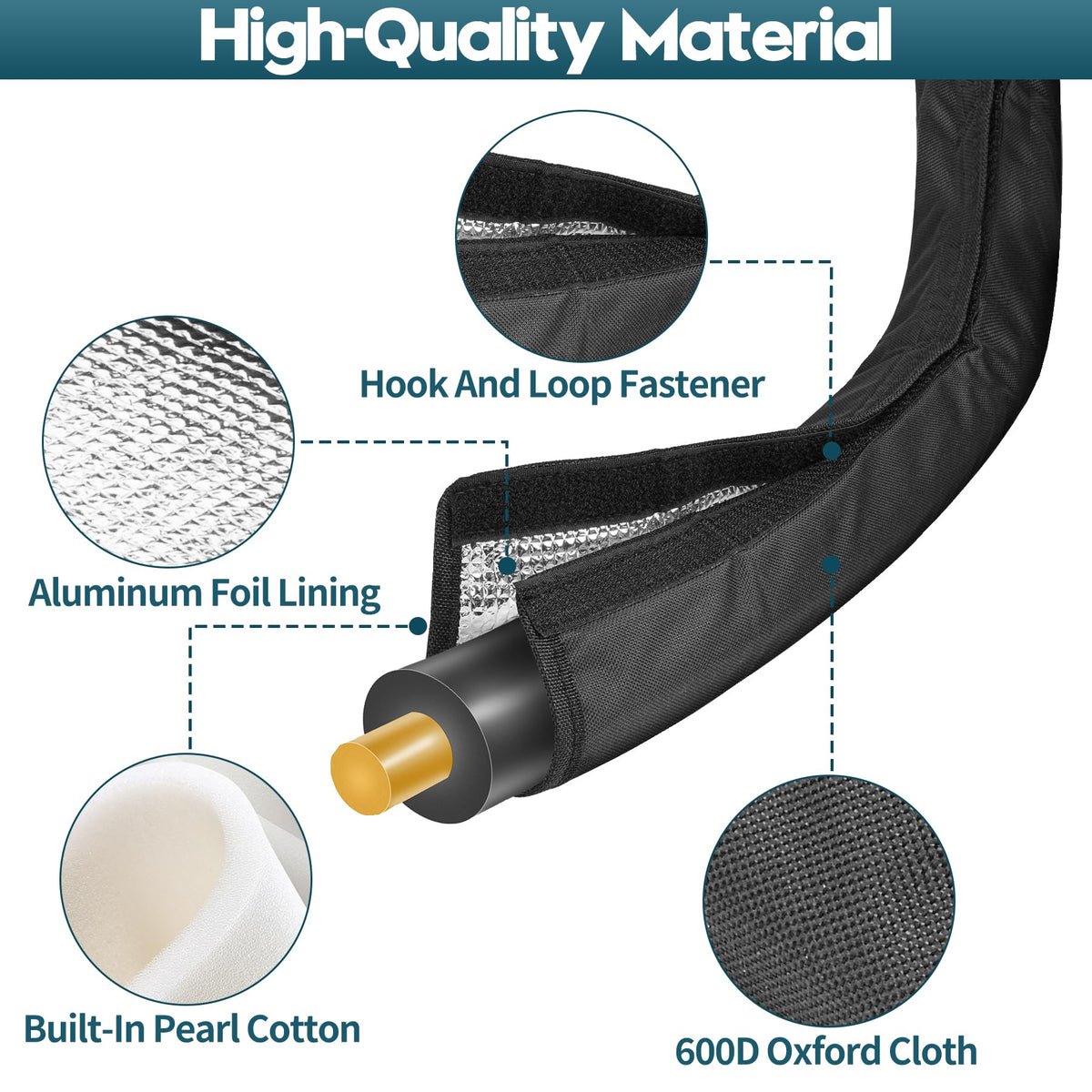 MYFAMIREA outdoor insulation sleeve on a pipe in a weather-ready setup.
