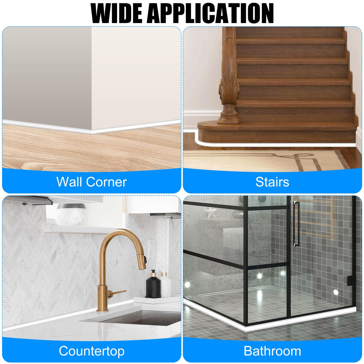 MYFAMIREA white molding on wall corner enhancing edge precision