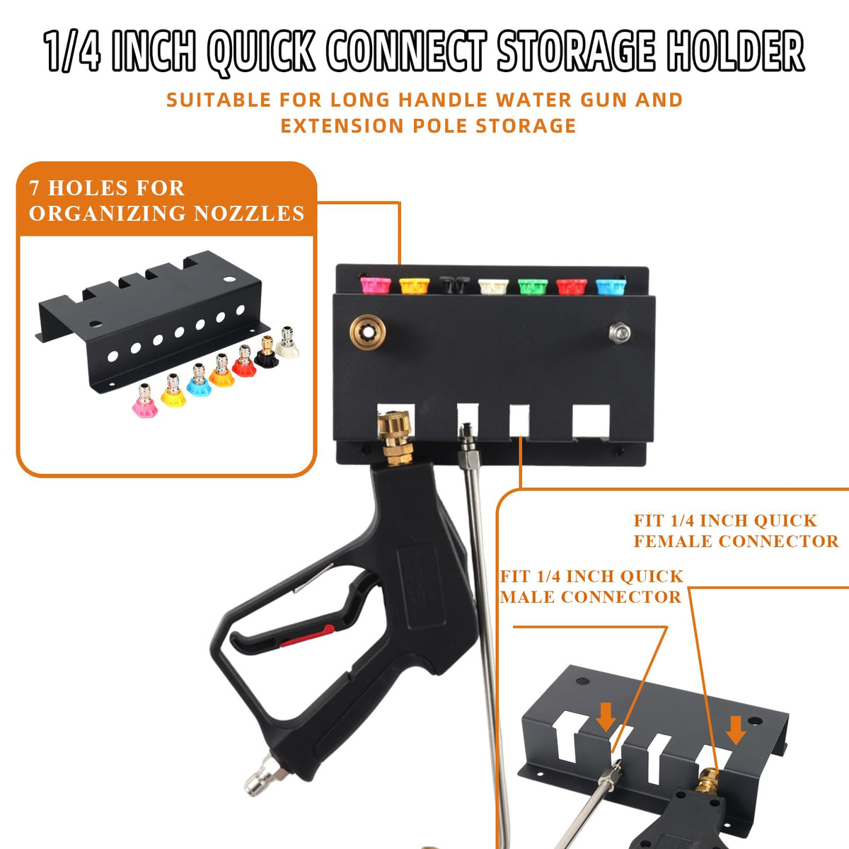 MYHLPER quick-connect holders help store and access hoses faster.