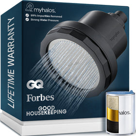 MyHalos filtered shower head hard water removes minerals for softer skin and hair